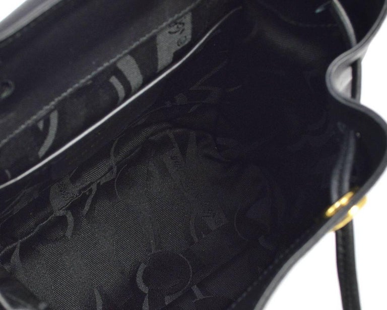 Salvatore Ferragamo Black Leather Drawstring Bucket Backpack Shoulder ...
