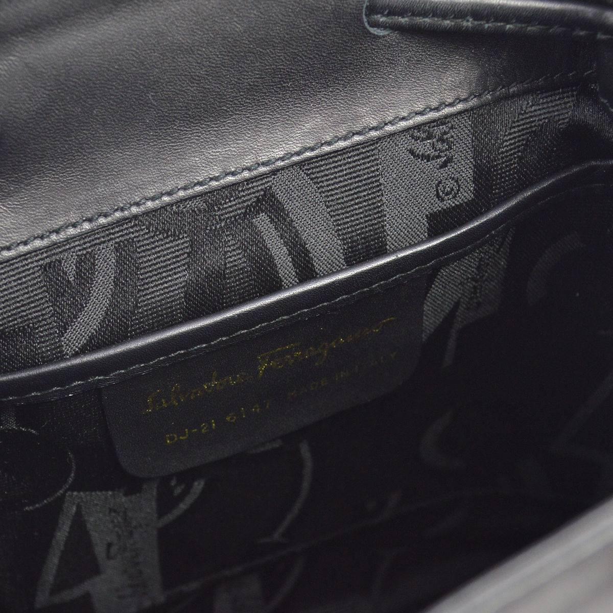 Salvatore Ferragamo Black Leather Drawstring Bucket Backpack Shoulder Flap Bag 1