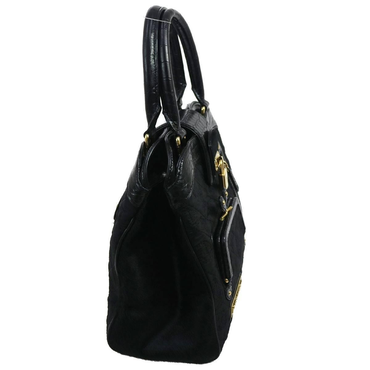 Louis Vuitton Limited Edition Black Top Handle Satchel Evening Bag In Excellent Condition In Chicago, IL