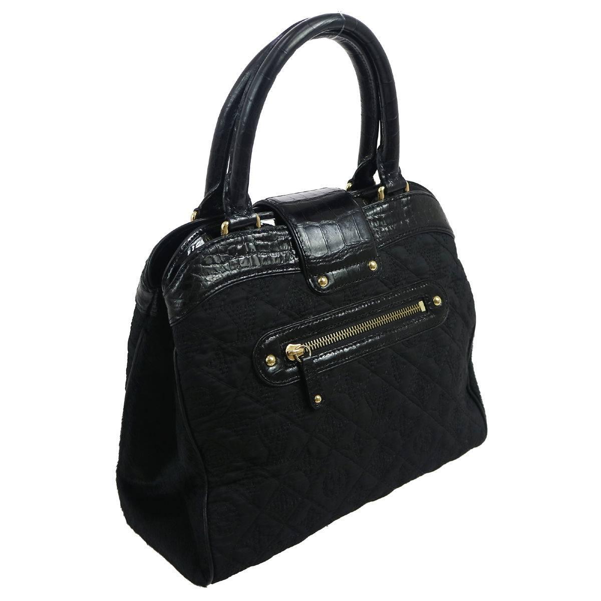 Women's Louis Vuitton Limited Edition Black Top Handle Satchel Evening Bag