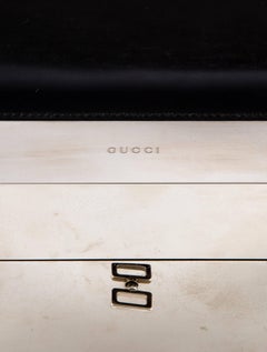 Gucci Leder Edelstahl Herren Aufbewahrungstisch Schreibtisch Zigarren Humidor Etui Box
