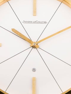 Jaeger-LeCoultre Vintage Gold Brass Men's Winding Table Desk Clock in Box