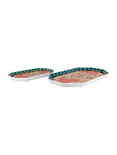 Versace Two Piece Porcelain Medusa Head Table Desk Plate Serving Trays