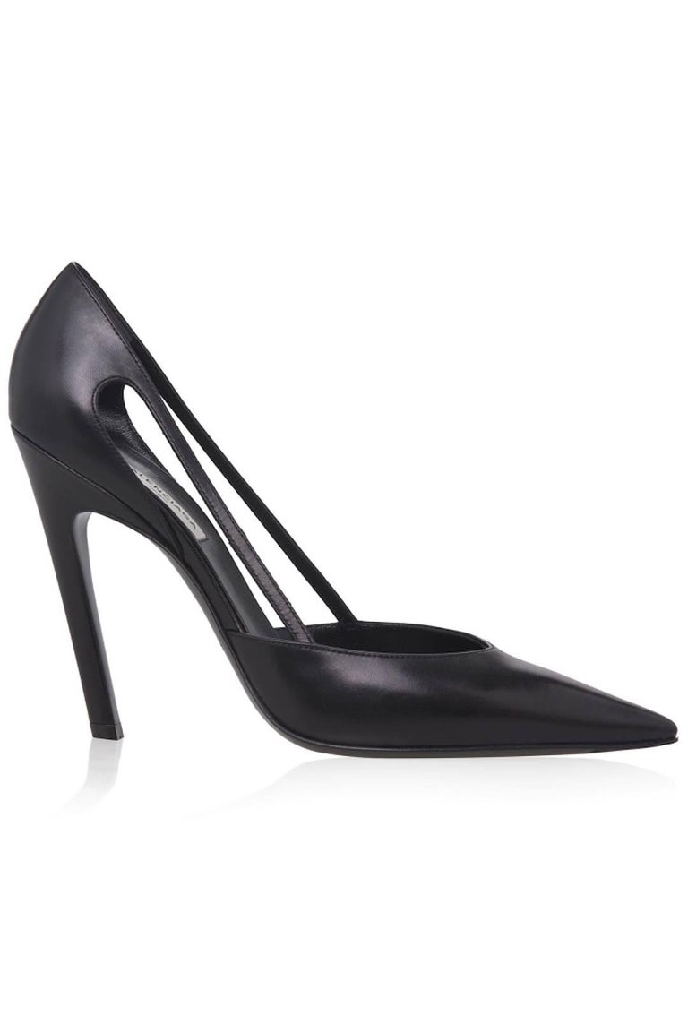 Balenciaga New Black Leather Cut Out Evening High Heels Pumps in Box at 1stDibs balenciaga