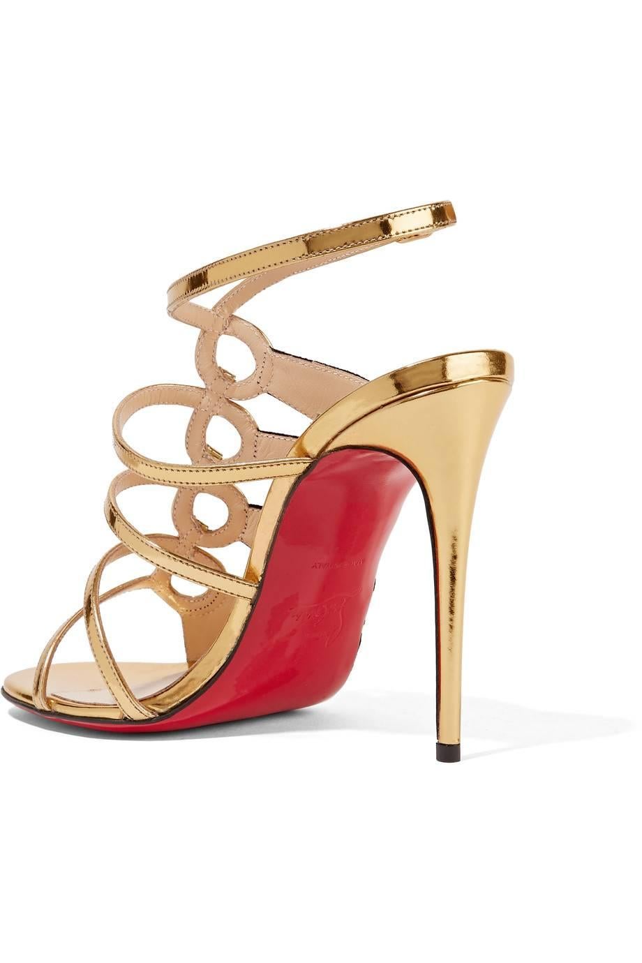 Christian Louboutin New Black Gold Cut Out Evening Sandals Heels in Box 1