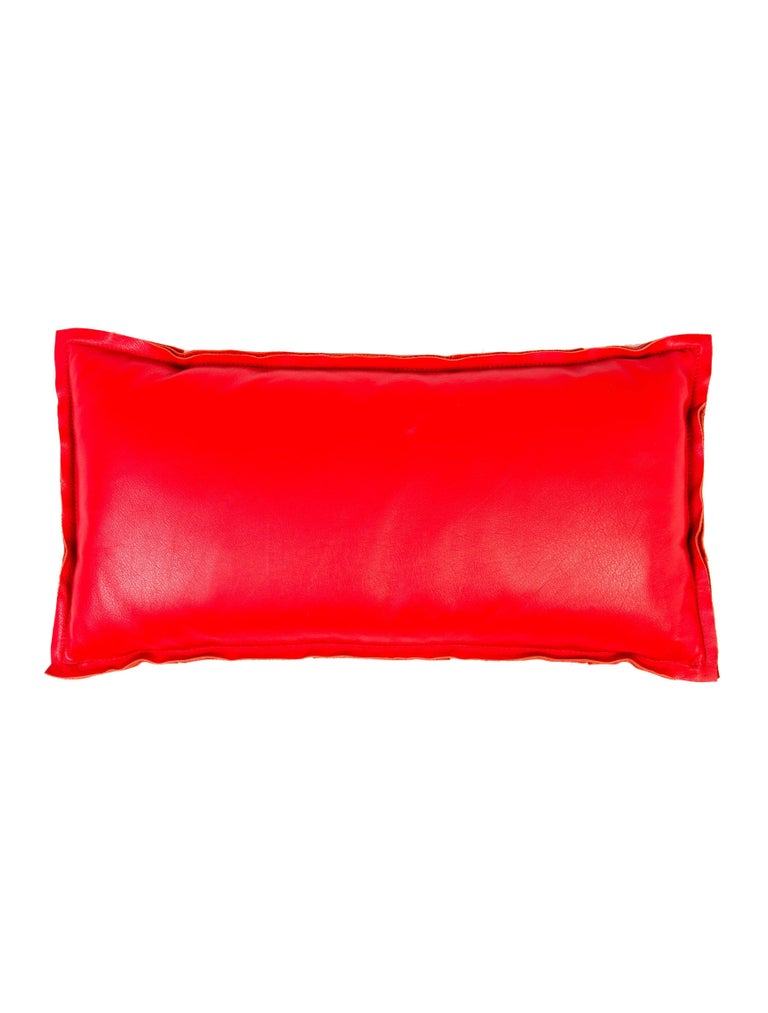 Fendi Red Leather Logo Home Decorative Couch Chair Throw Pillow For Sale at 1stdibs