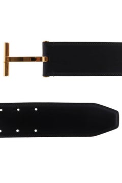 Tom Ford New Wide Leather Gold Logo Charm Women's Evening Waist Belt