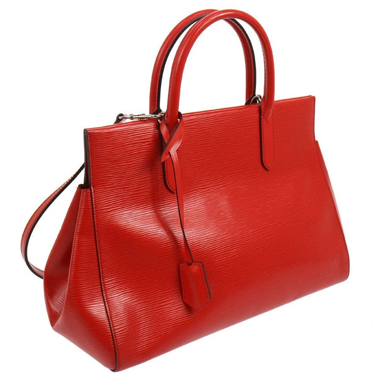 Louis Vuitton Red Epi Top Handle Satchel Tote Carryall Travel Shoulder Bag For Sale at 1stdibs