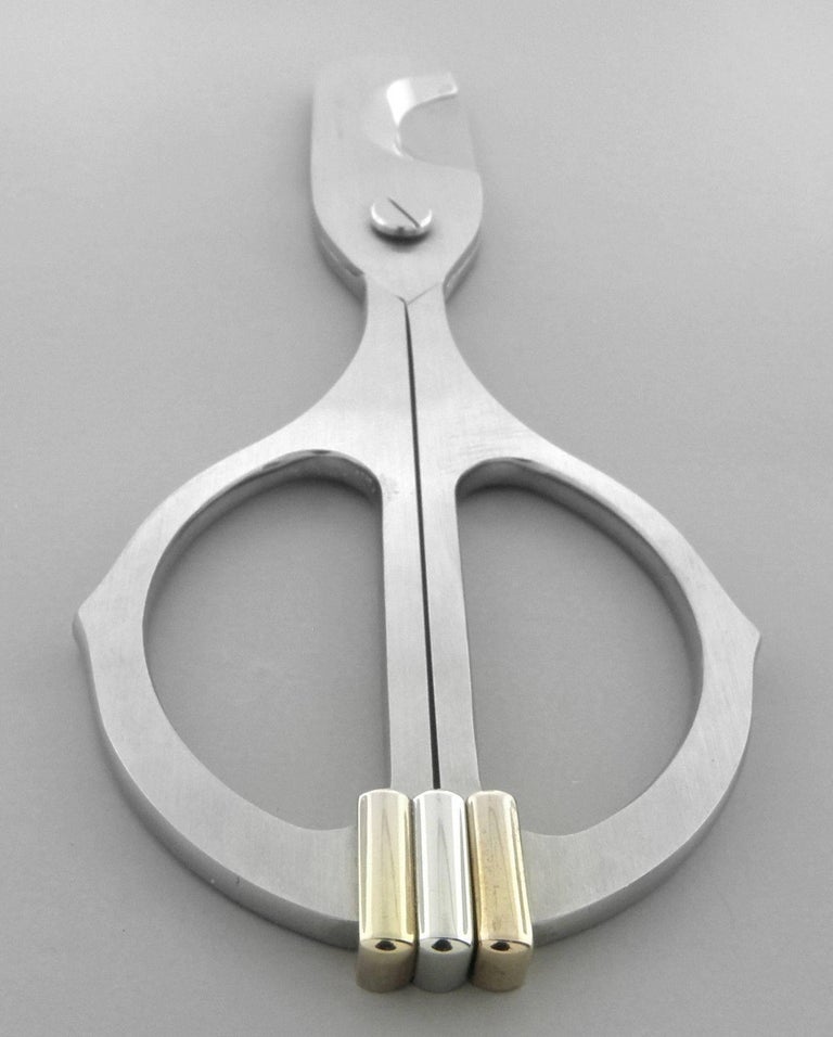 Cartier Rare Stainless Steel Three Tone Men's Cigarette Cigar Scissor