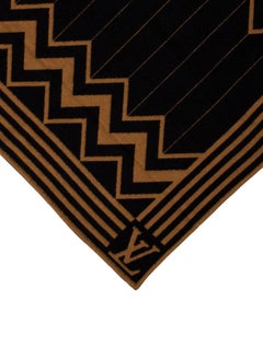Louis Vuitton Coñac Negro Cachemira Lana Logo Hombre Silla Sofá Manta Arrojada