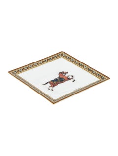 Hermes New Porcelain Home Desk Table Horse Motiff Jewelry Trinket Tray in Box