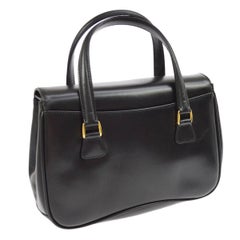 Gucci Kelly Style Top Handle Satchel Flap Bag mit Accessoires aus schwarzem Leder in Gold