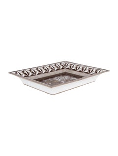 Hermes Porcelain Brown White Home Desk Table Ashtray Trinket Vanity Jewelry Tray