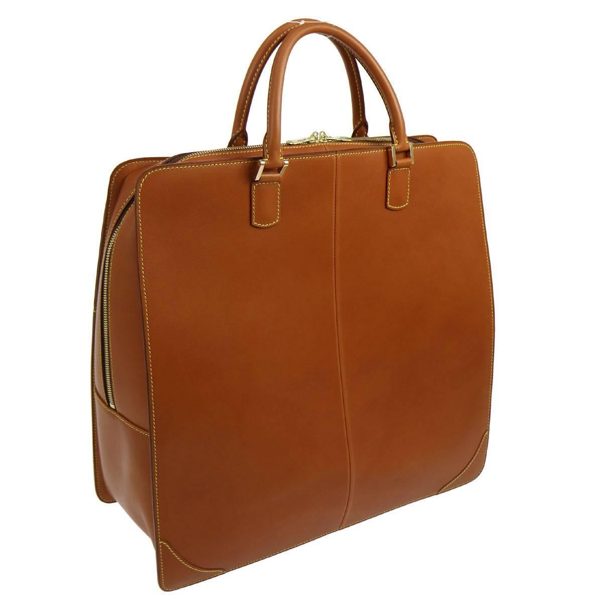 Brown Louis Vuitton Cognac Leather Carryall Men's Women's Travel Top Handle Tote Bag