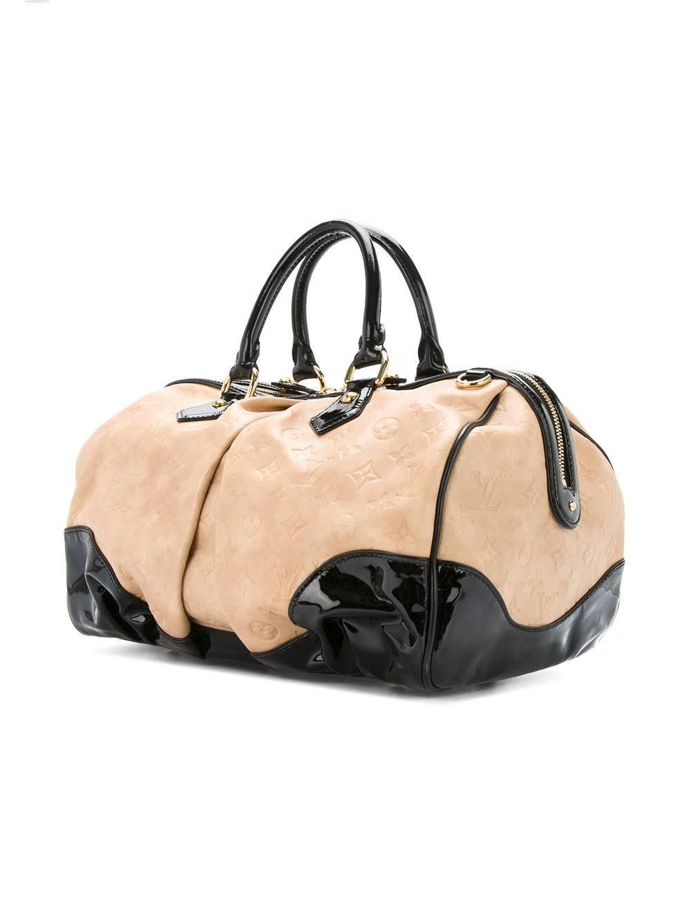 Louis Vuitton Limited Edition Nude Black Mono Top Handle Satchel Shoulder Bag In Excellent Condition In Chicago, IL