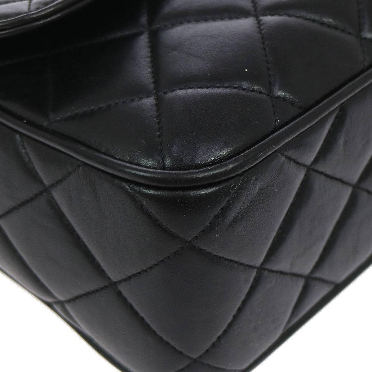 Women's Chanel Black Lambskin Quilted Camera Flap Evening Crossbody Shoulder Bag