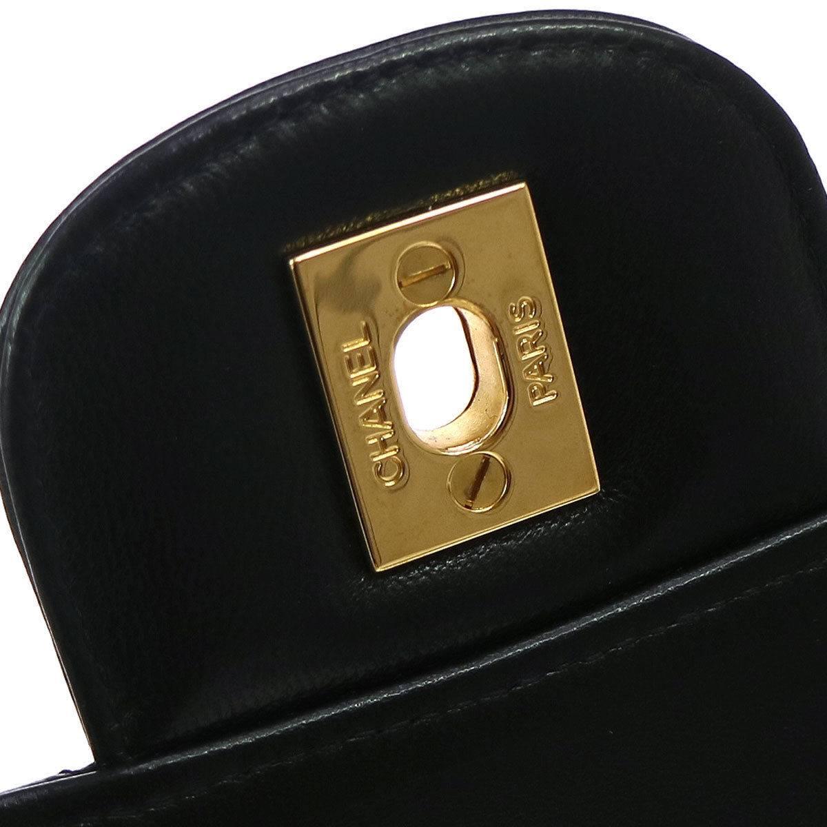 Chanel Black Lambskin Quilted Camera Flap Evening Crossbody Shoulder Bag 1