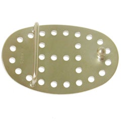 Hermes Brushed Palladium Silver Men's Women's Accessory Waist Belt Buckle