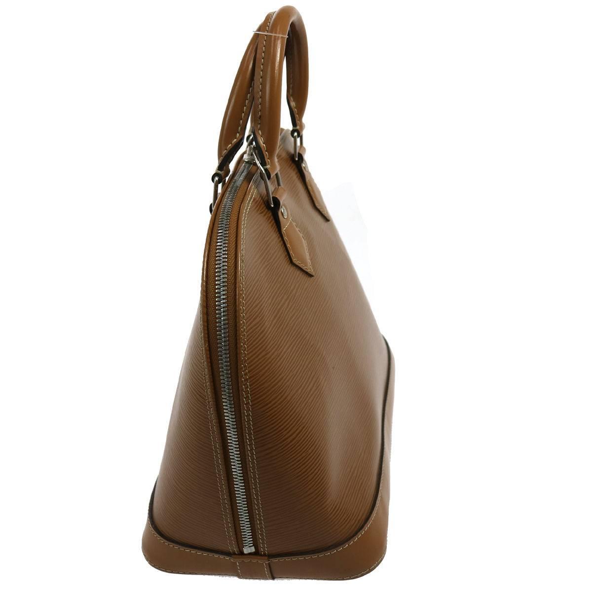 Brown Louis Vuitton Cognac Leather Evening Top Handle Satchel Bag