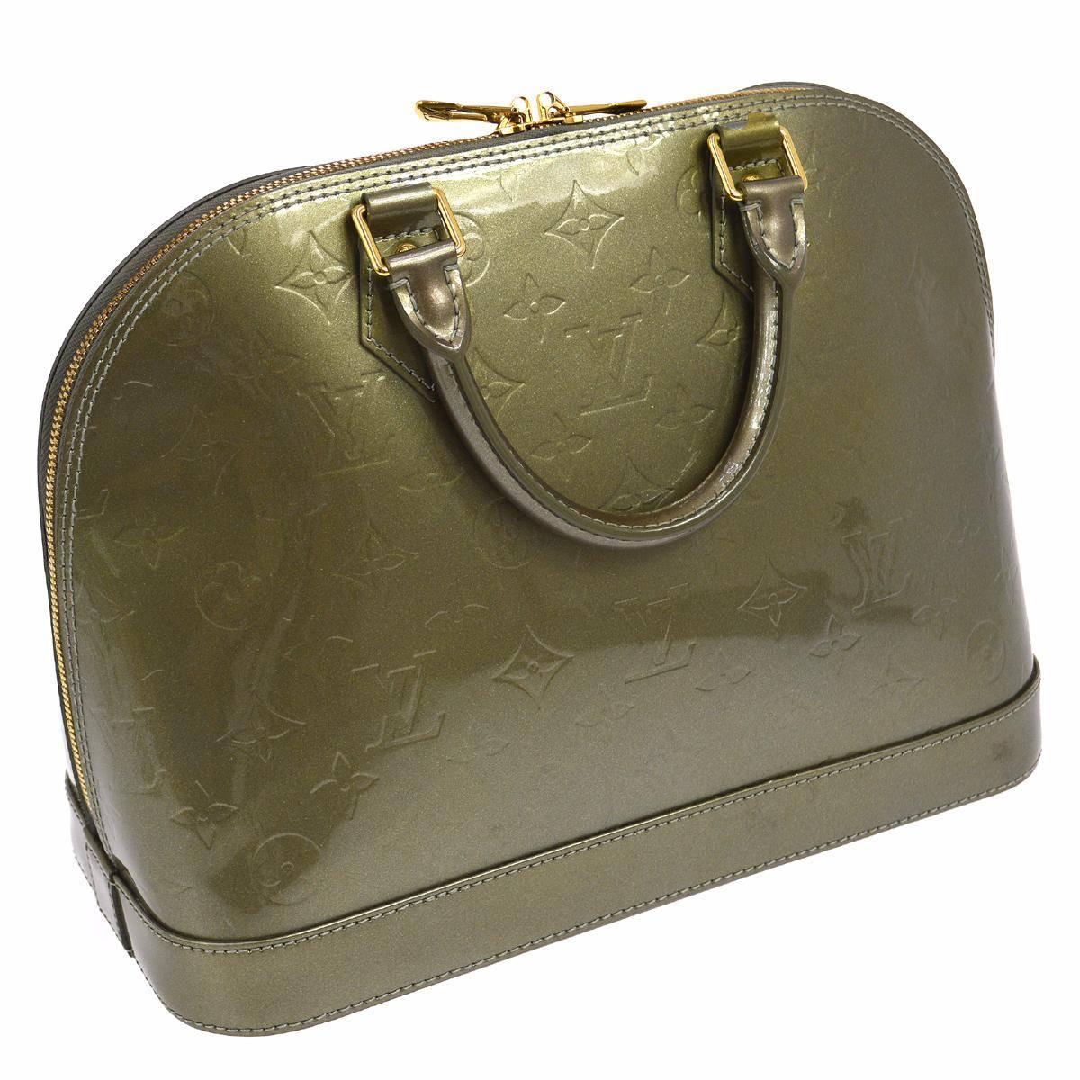 Louis Vuitton Monogram Patent Leather Top Handle Satchel Bag with Lock & Keys In Excellent Condition In Chicago, IL