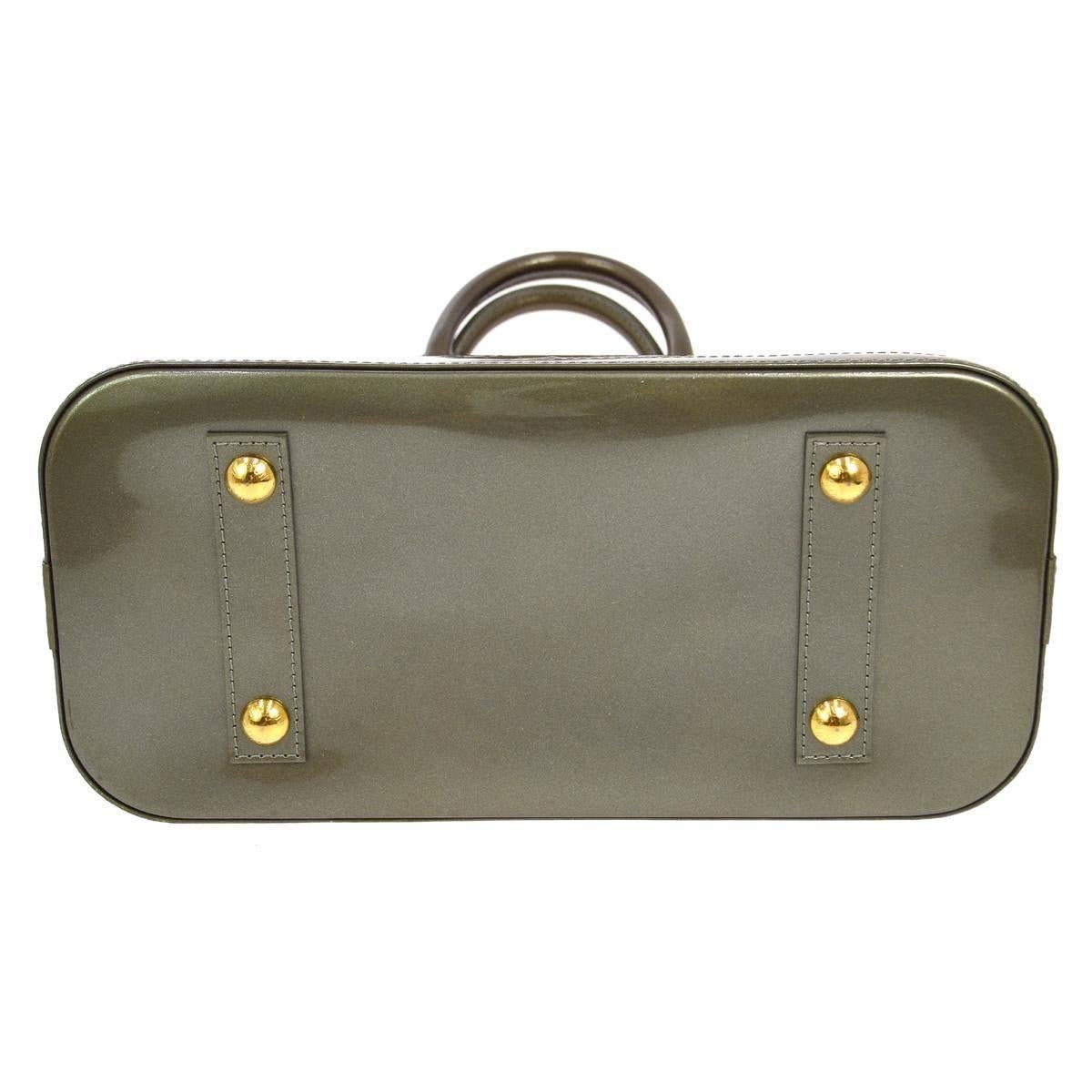 Brown Louis Vuitton Monogram Patent Leather Top Handle Satchel Bag with Lock & Keys
