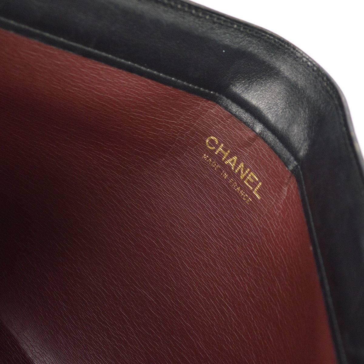 Chanel Black Leather CC All Over Logo Envelope Evening Clutch Hand Bag 3