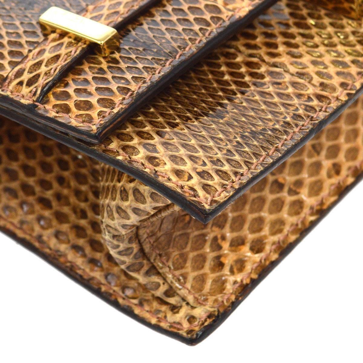Women's Gucci Cognac Brown Snakeskin Saddle Top Handle Evening Flap Shoulder Bag