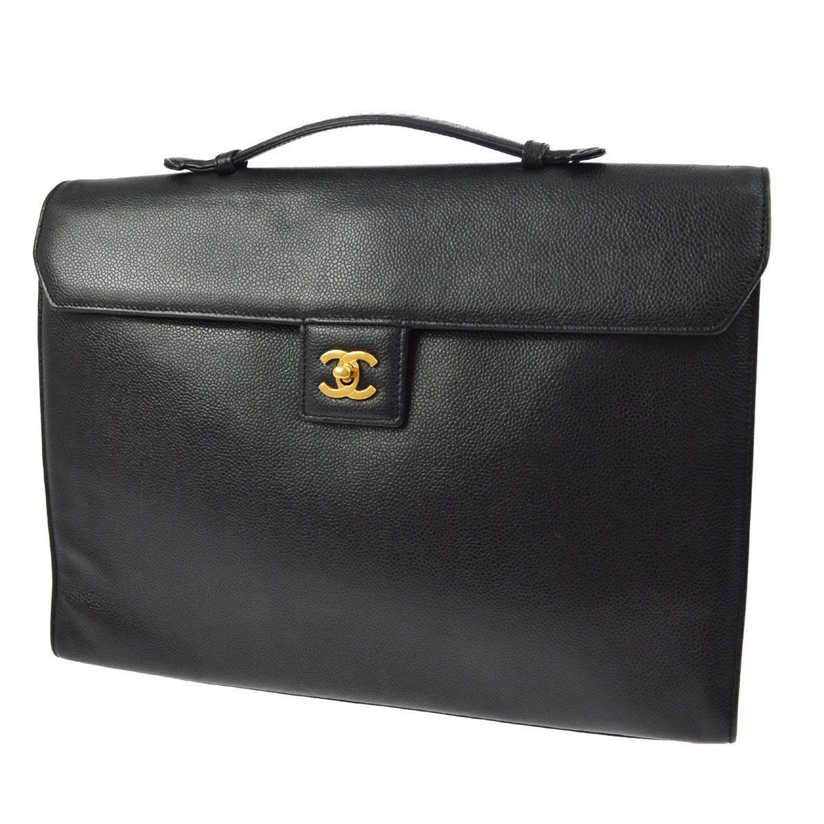 Chanel Back Leather Top Handle Men's Women's Business Travel Briefcase Bag