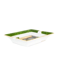 Hermes White Porcelain Gilt Gold Desk Table Decorative Ashtray Tray Trinket Dish