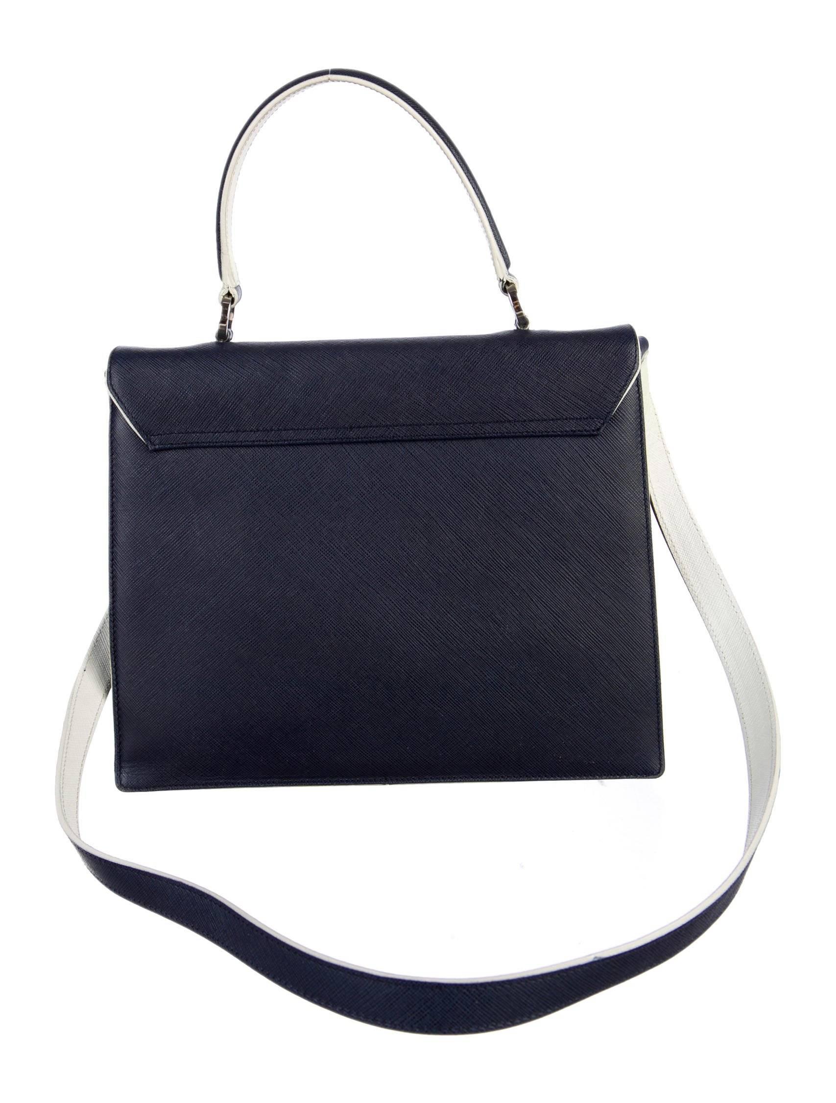 Salvatore Ferragamo Blue Leather Top Handle Shoulder Bag In Good Condition In Chicago, IL