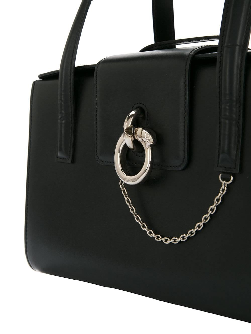 black bag with silver chain