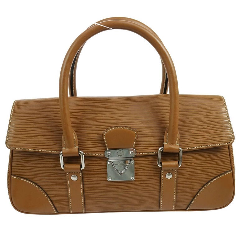 Louis Vuitton Cognac Brown Leather Silver Evening Top Handle Satchel
