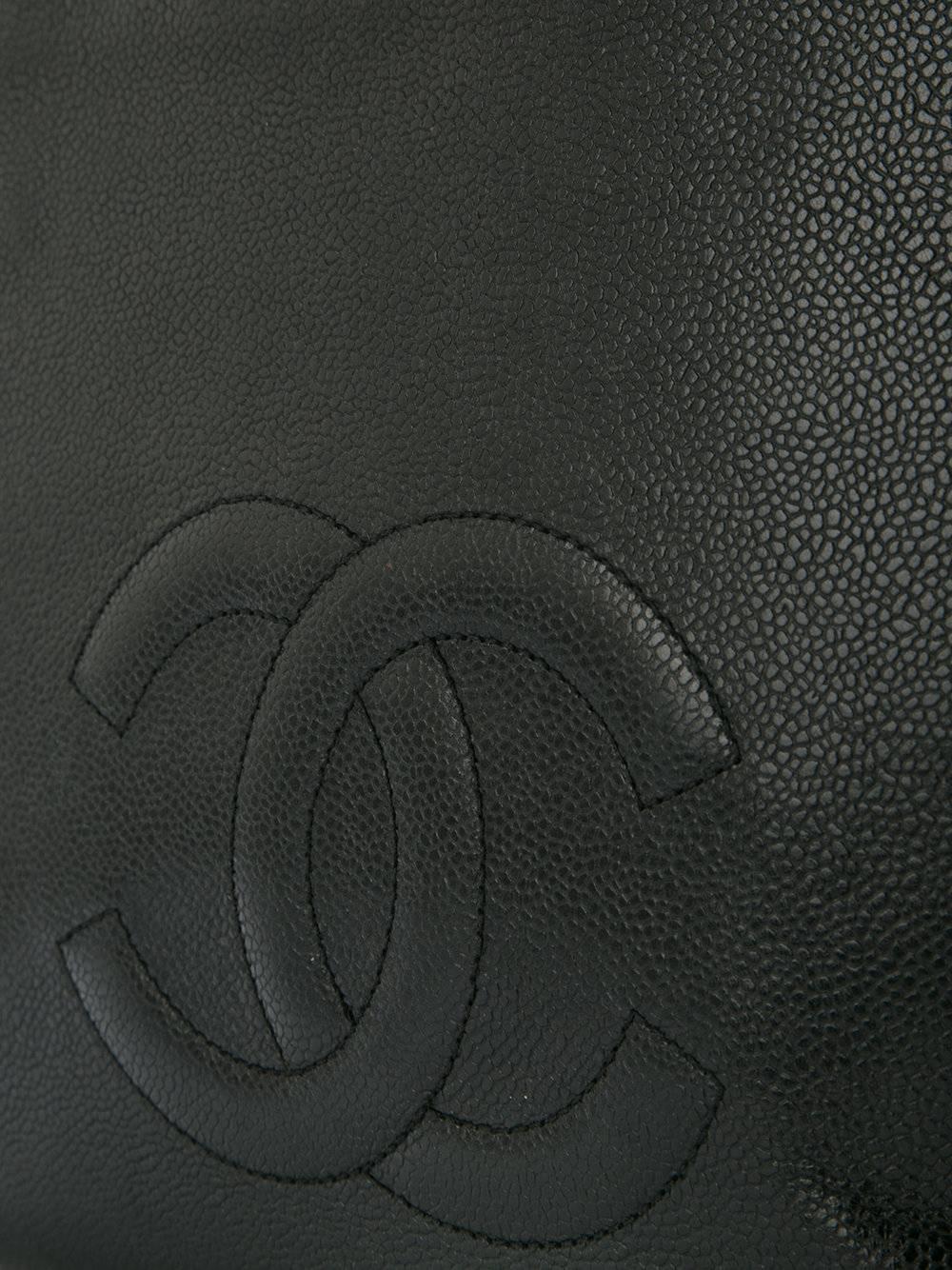 Chanel Black Caviar Supermodel Weekend Travel Shoulder Tote Bag In Excellent Condition In Chicago, IL
