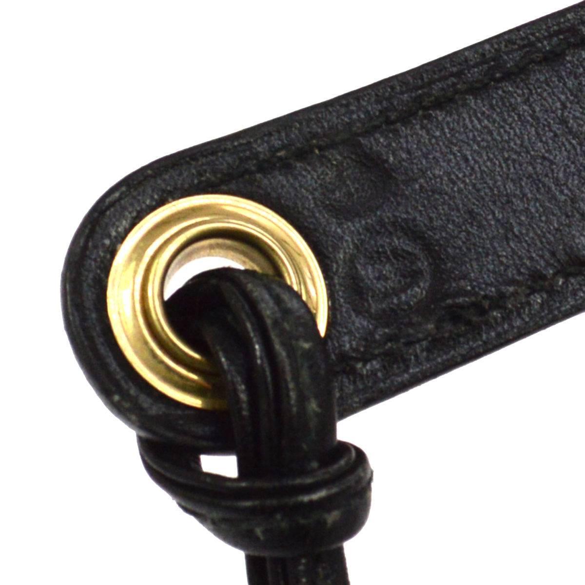 Women's Hermes Black Leather Gold Sellier Fanny Pack Waist Belt Bag