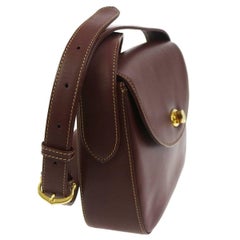 Cartier Bordeaux Cuir Or Selle Flap Shoulder Crossbody Bag