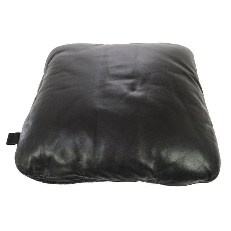 Hermes Black Leather Woven Decorative Home Desk Chair Couch Throw Pillow For Sale at 1stdibs