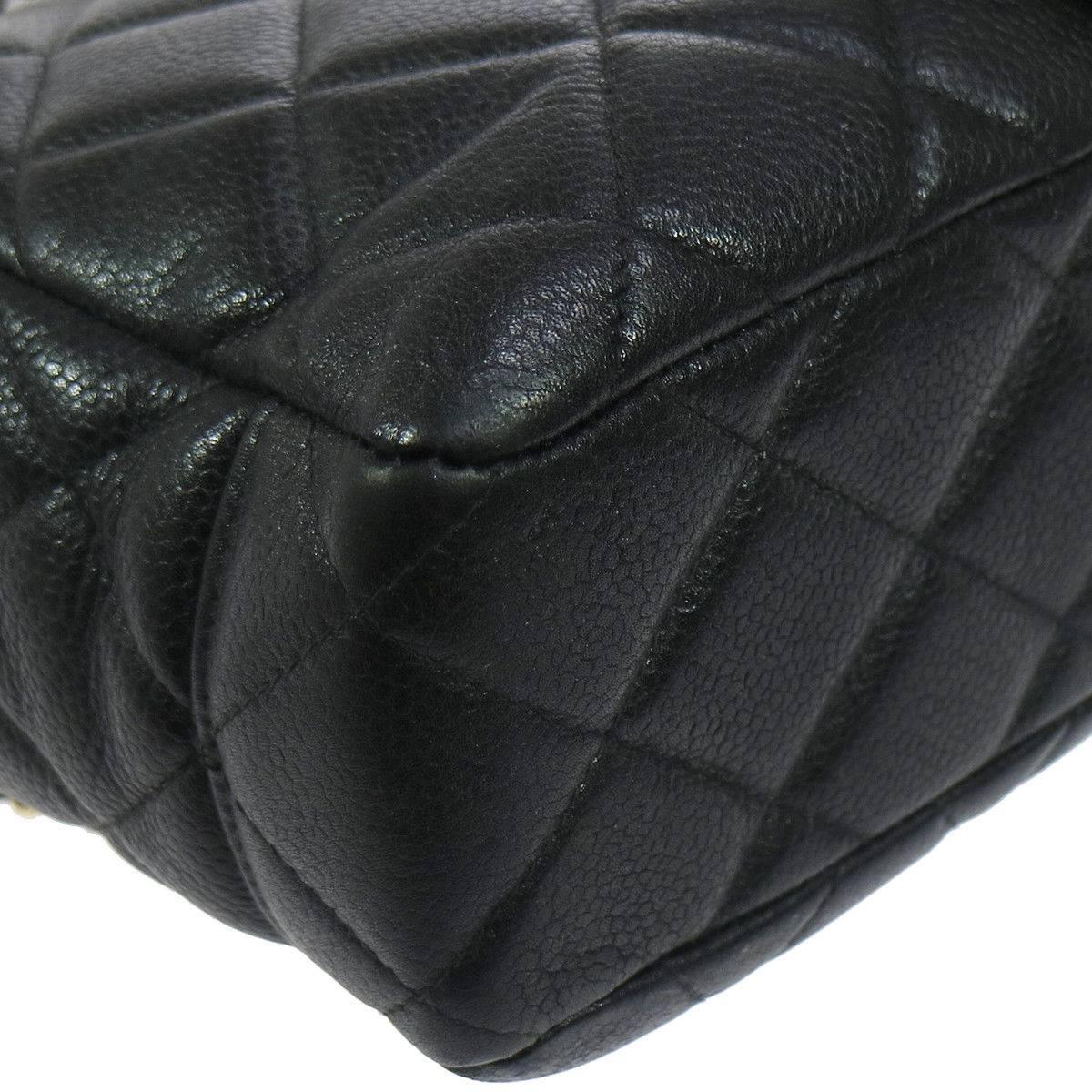 Women's Chanel Black Caviar Leather Gold Hardware Evening Shopper Shoulder Tote Bag