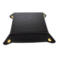 Chanel Black Leather Table Desk Vanity Jewelry Trinket Tray Case