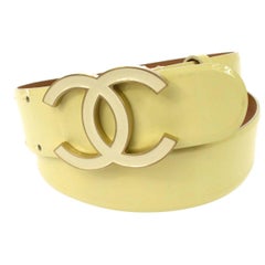 Chanel Creme Nackt Gold CC Lackleder Abend Gürtel