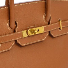 Hermes Birkin 32 Cognac Courchevel Evening Top Handle Satchel Bag