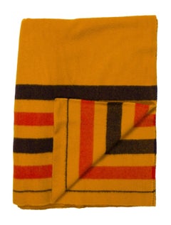Hermes Multi Wool Striped Men's Women's Home Travel Throw Blanket in Box (Couverture en laine à rayures multiples pour hommes et femmes)