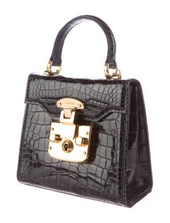 Gucci Crocodile Leather Gold Kelly Style Evening Top Handle Satchel Shoulder Bag