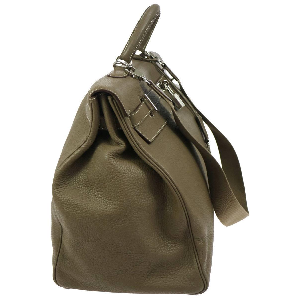 Hermes Kelly 50 Bolsa de hombro de viaje para hombre con asa superior Tote Carryall Marrón