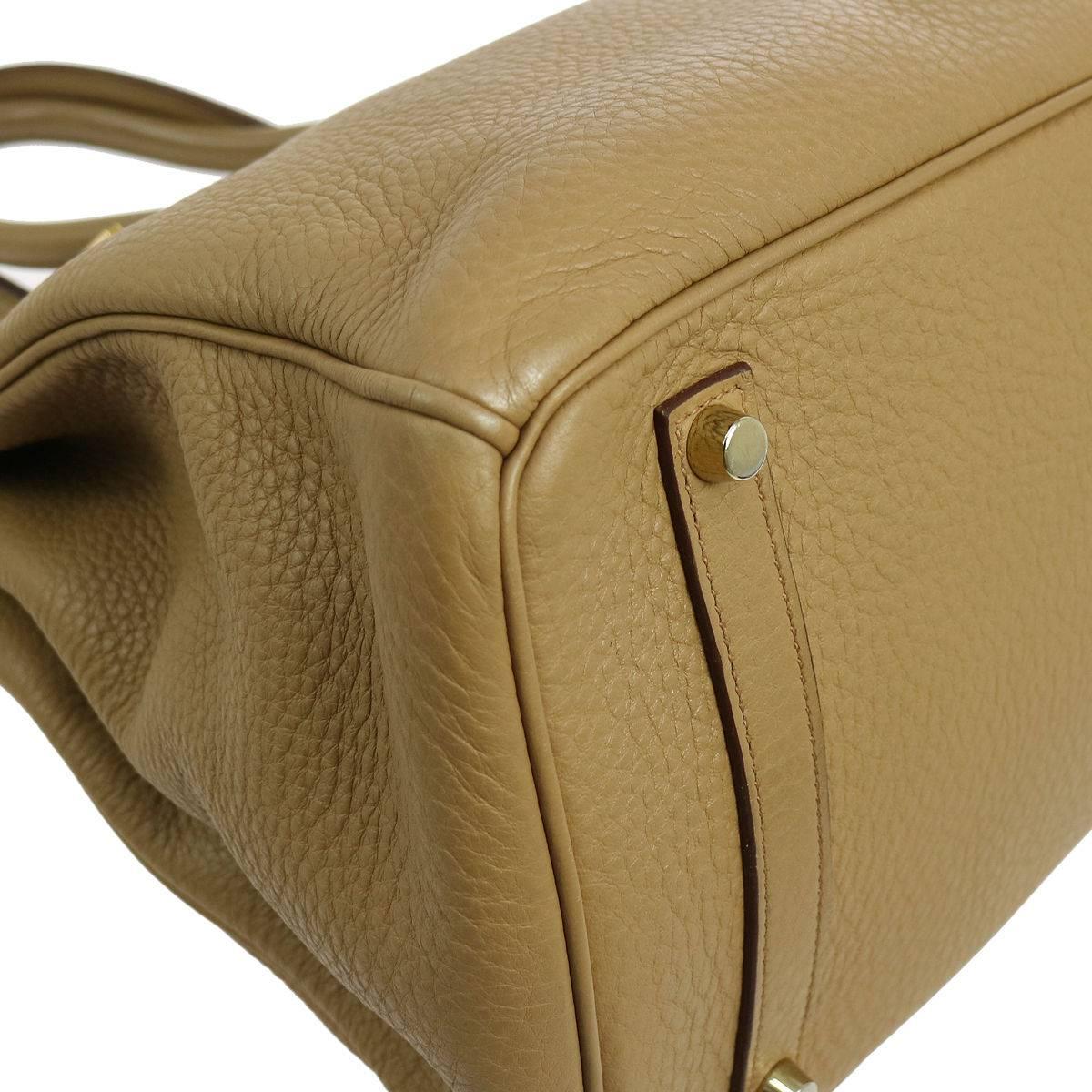Brown Hermes Birkin 35 Taupe Gold CarryAll Satchel Tote Shoulder Bag