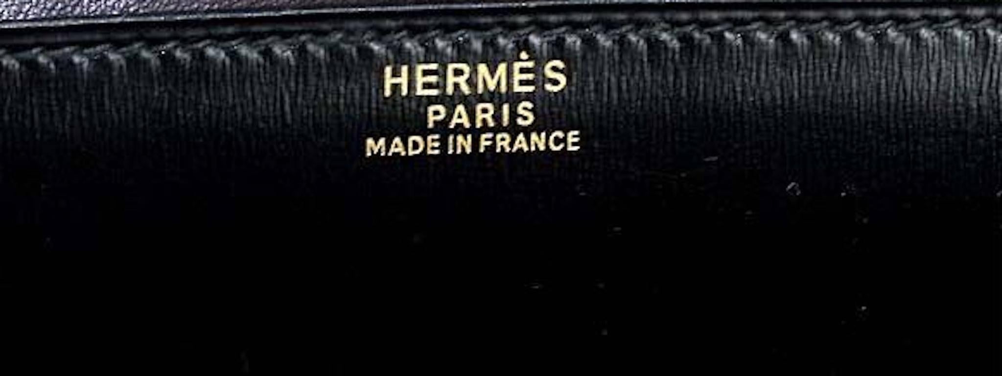 Hermes Black Leather Gold Emblem Envelope Shoulder Flap Bag 3