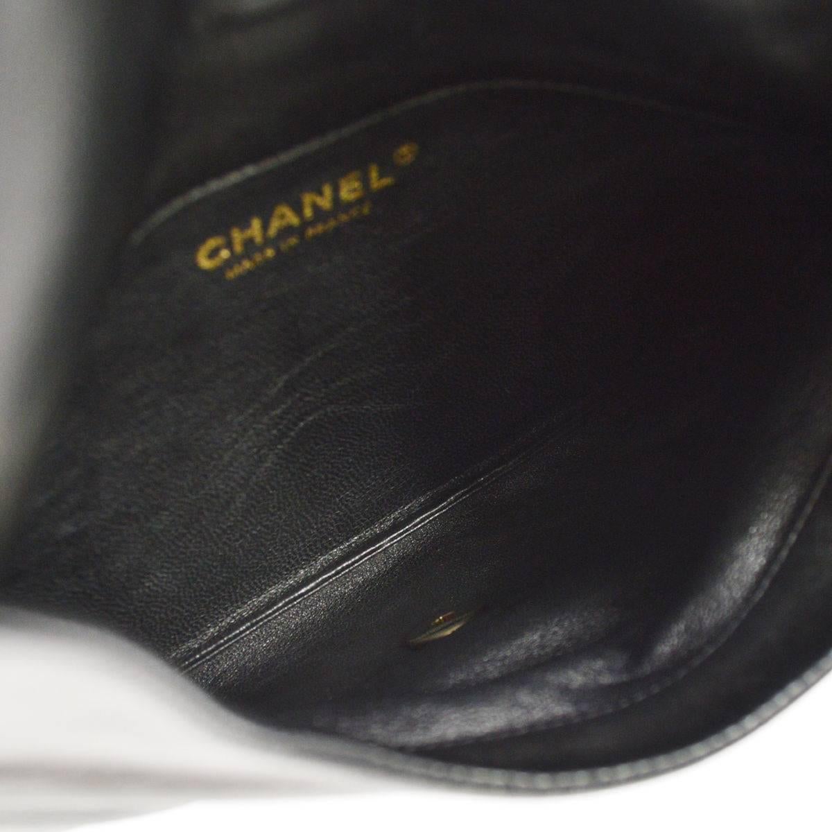 Chanel Black Patent Crystal Stone Evening Flap Clutch Bag W/Box 3