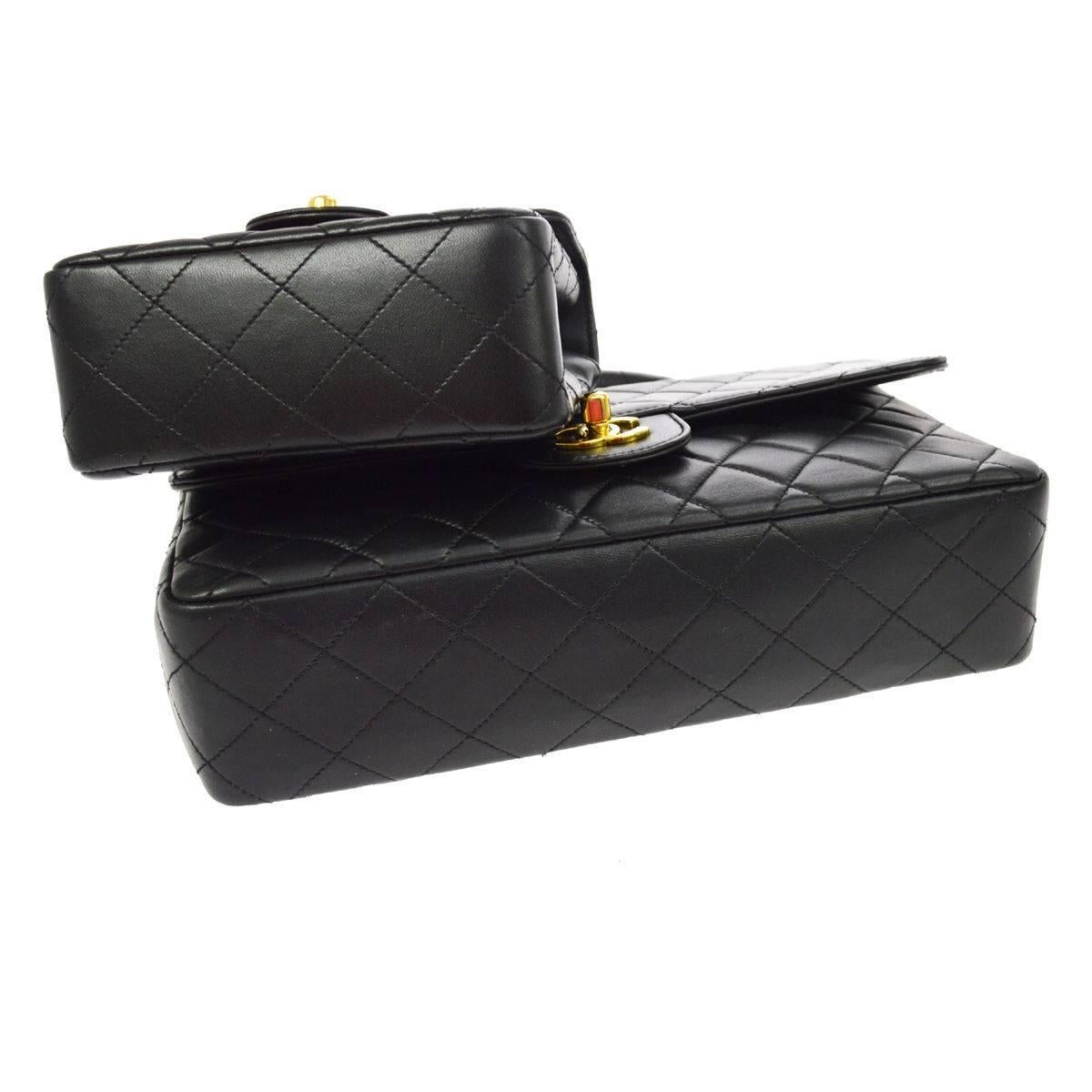 Chanel Black Lamb Kelly Style Satchel Small Medium Flap Bags 2