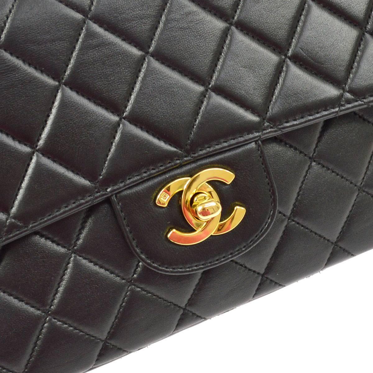 Chanel Black Lamb Kelly Style Satchel Small Medium Flap Bags In Good Condition In Chicago, IL