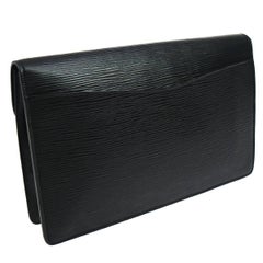 Louis Vuitton Black Leather LV Envelope Carryall Clutch Bag