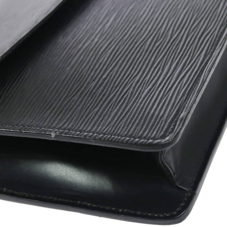 Louis Vuitton Black Leather LV Envelope Carryall Clutch Bag at